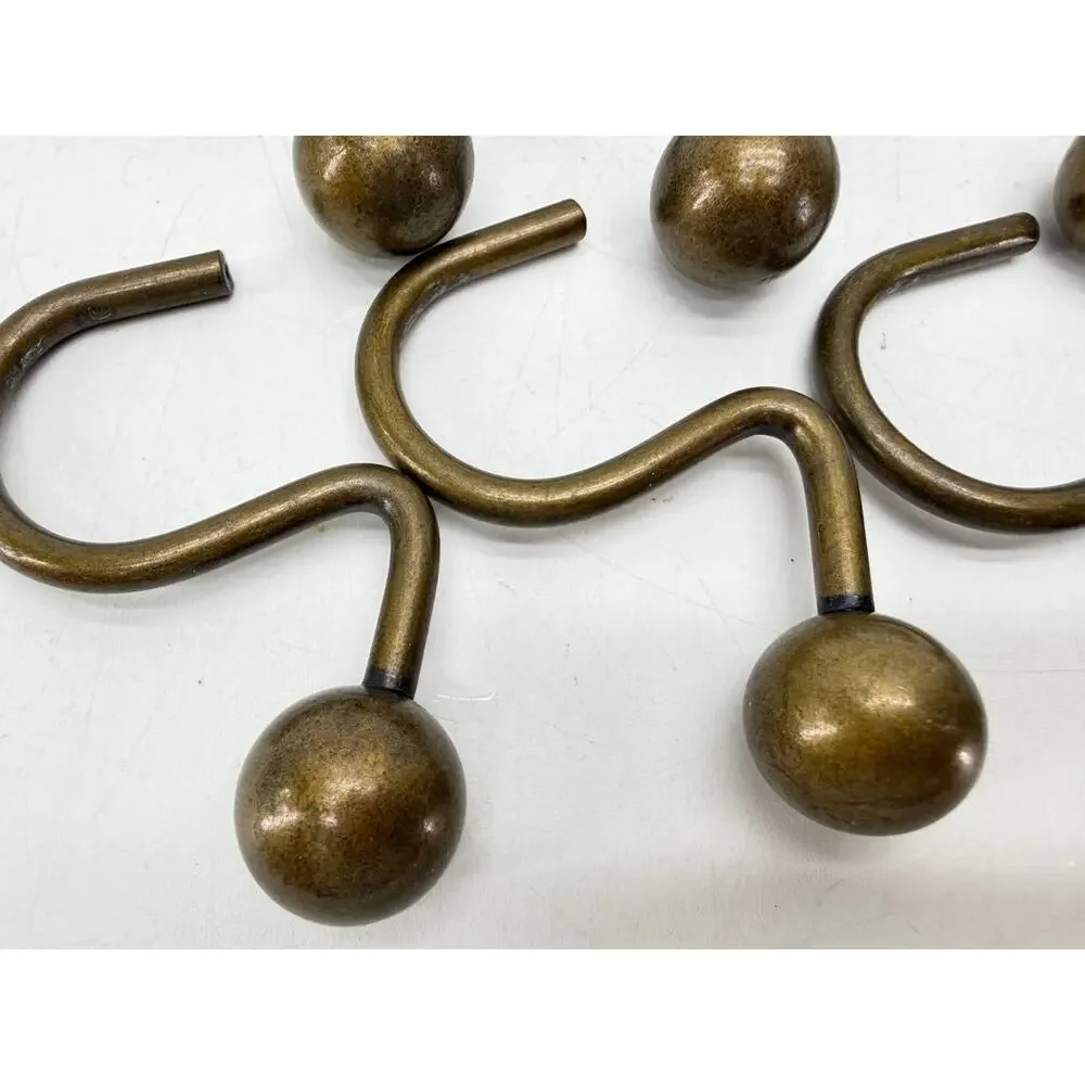 Metal S Shaped Shower Curtain Hooks Ball End Bronze Tone 1.25 lb